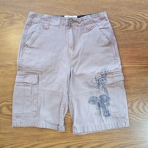 Boys Skate Shorts khaki Cargo pockets sz 14 Skulls